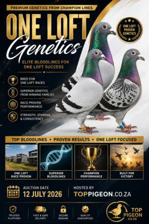 UPCOMING AUCTION - ONE LOFT GENETICS AUCTION - FROM 8 JULY TO SUNDAY 12 JULY 2026 (ENDING FROM 16:00)
